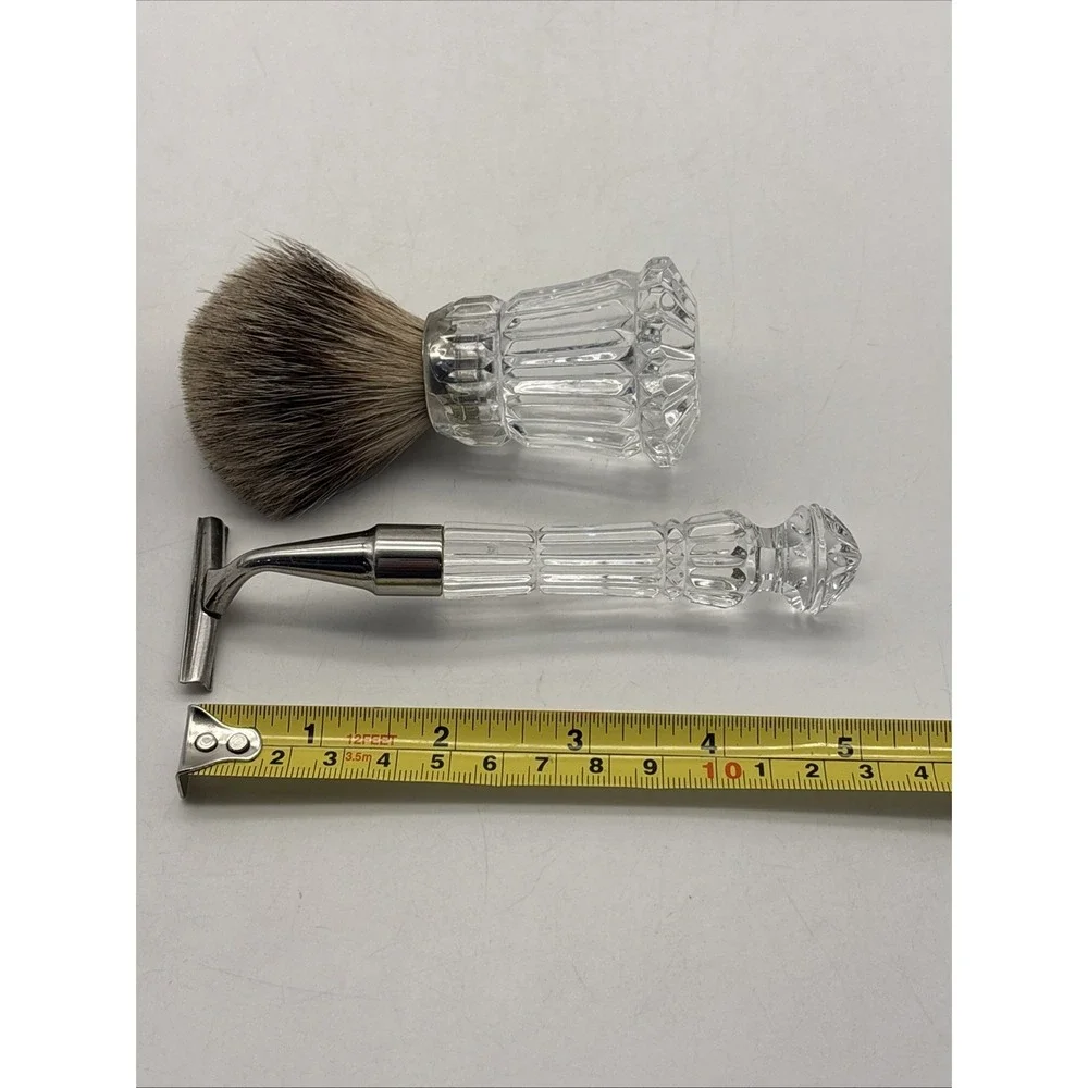 Vintage Waterford Crystal Mens Shaving Razor and Brush CHIP
